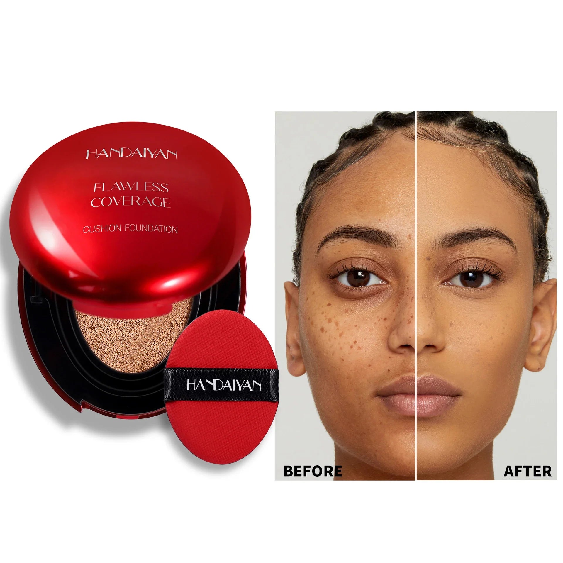 Red Shell Air Cushion Foundation Concealer Long Lasting Non-Stick Foundation