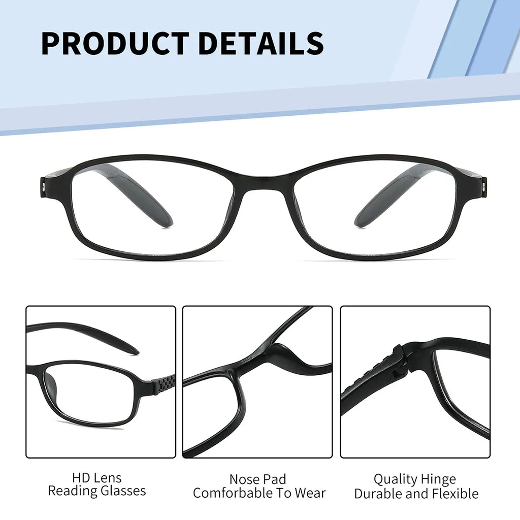 BARCUR Original Classic Presbyopia Glasses for Men and Women High-Quality Plastic Frame with Hinge Splicing Pattern and Mirror Legs Transparent AC Lenses for Reading Stevvex