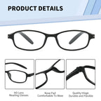 BARCUR Original Classic Presbyopia Glasses for Men and Women High-Quality Plastic Frame with Hinge Splicing Pattern and Mirror Legs Transparent AC Lenses for Reading Stevvex