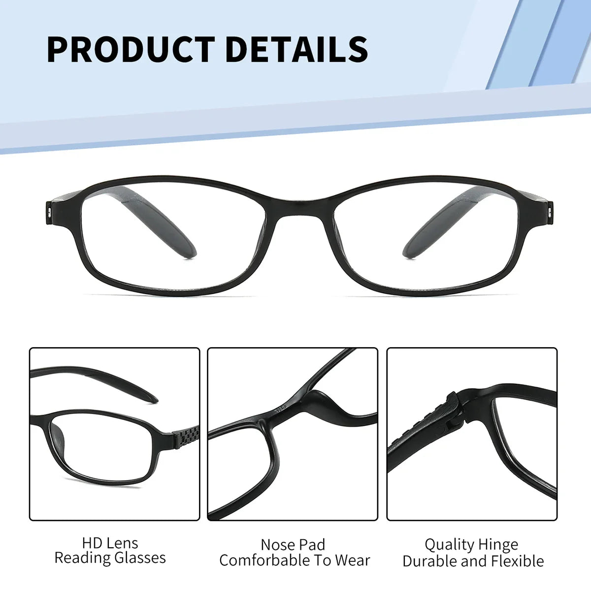 BARCUR Original Classic Presbyopia Glasses for Men and Women High-Quality Plastic Frame with Hinge Splicing Pattern and Mirror Legs Transparent AC Lenses for Reading Stevvex