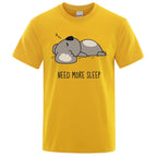 Need More Sleep Cartoons Bear Men Tshirt Street T-Shirts Hip Hop Unisex Tops Fashion Cotton Clothes Casual Breathable T Shirt