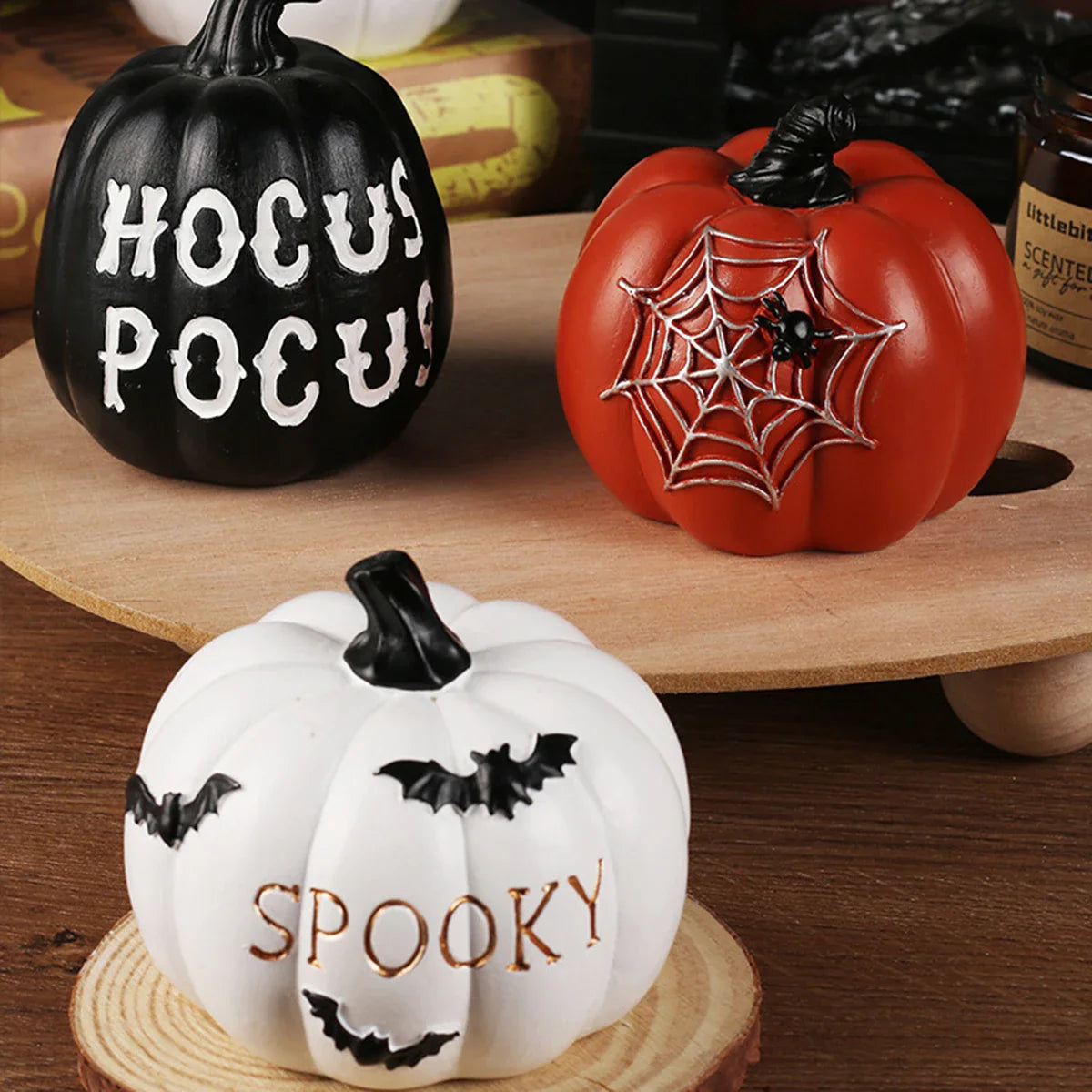 Spooky Resin Pumpkin Decor - Gothic  Tabletop Centerpiece for Halloween Lootquake LLC