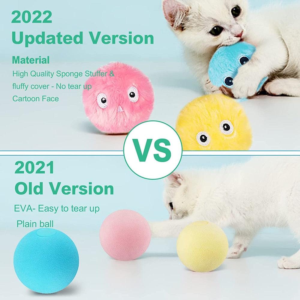 Smart Fluffy Plush Cat Ball Toys Interactive Chirping Balls Cat Kicker Toys 3 Lifelike Sounds Fun Kitty Kitten Toys  Interactive Electric Cat Ball with Sound Stevvex