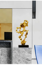 Abstract Art Sculpture Electroplating Transparent Resin Craft Model Modern Home Decor LivingRoom Office Desktop Statue Ornaments Lootquake LLC