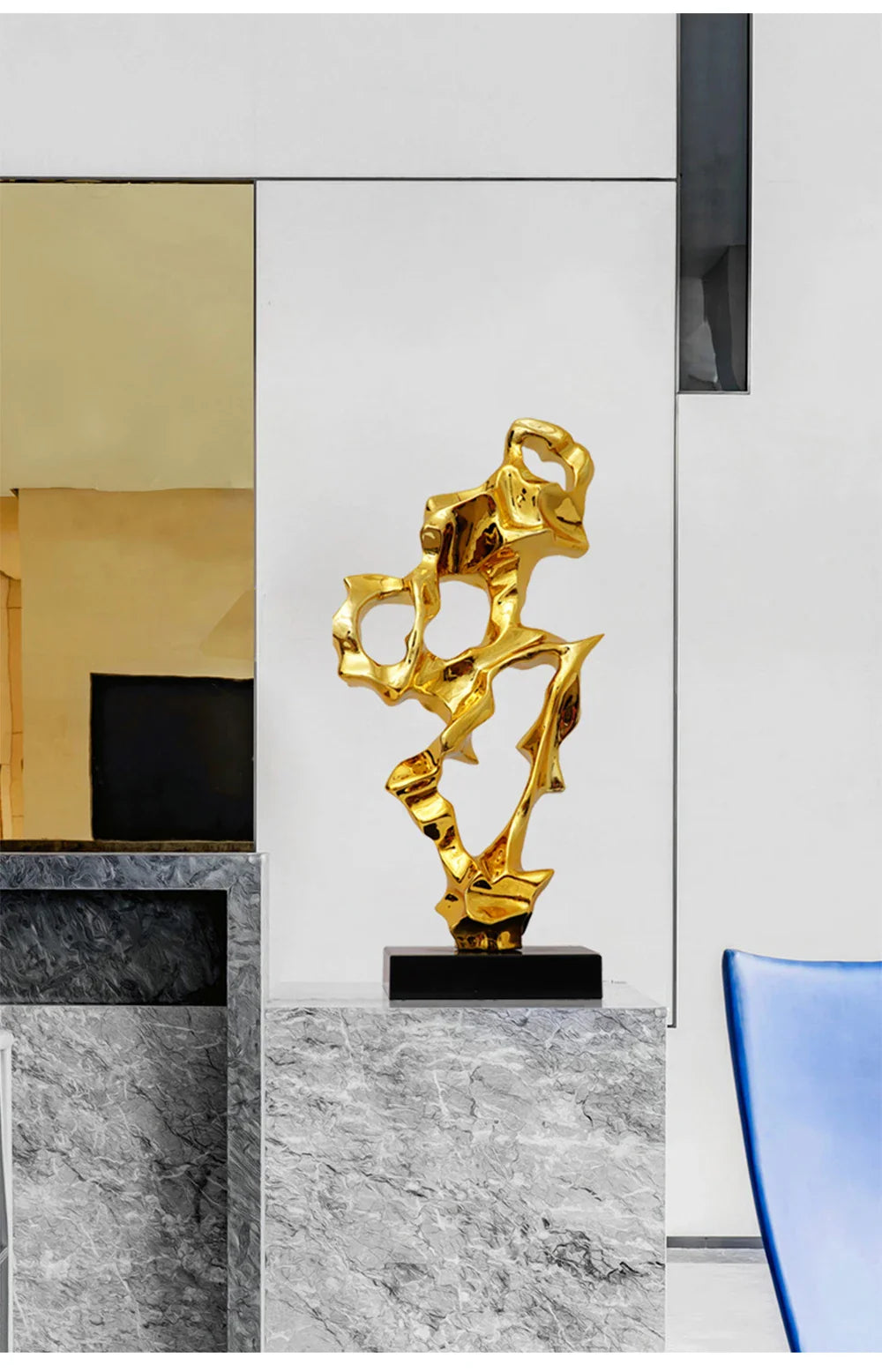 Abstract Art Sculpture Electroplating Transparent Resin Craft Model Modern Home Decor LivingRoom Office Desktop Statue Ornaments Lootquake LLC