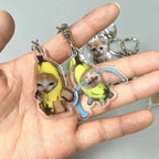 Funny Banana Cat Key Chain Creative Acrylic Happy Cats Schoolbag Pendant Bag Accessories DIY Mobile phone Lanyard Student Gift Lootquake LLC