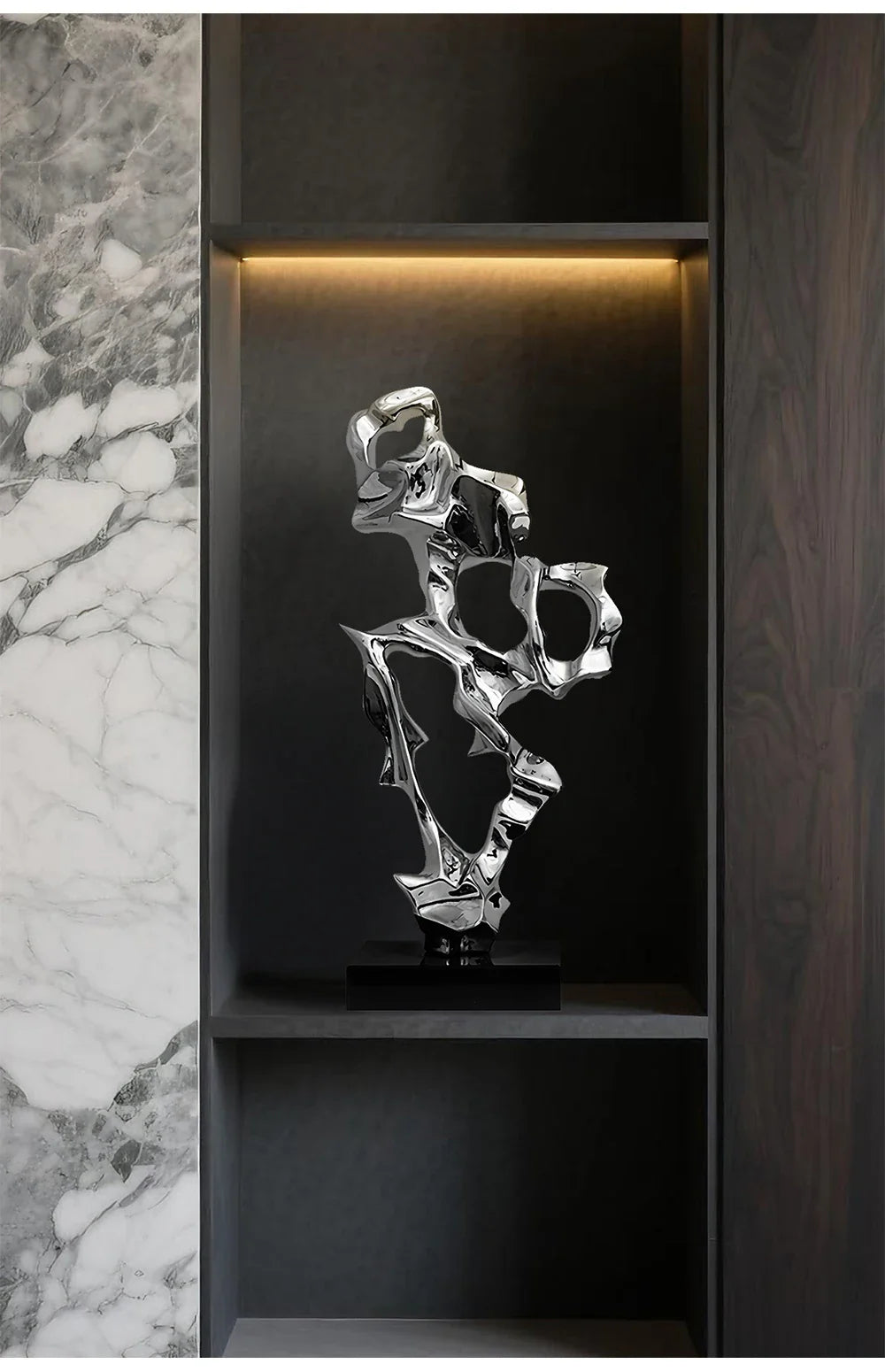 Abstract Art Sculpture Electroplating Transparent Resin Craft Model Modern Home Decor LivingRoom Office Desktop Statue Ornaments Lootquake LLC