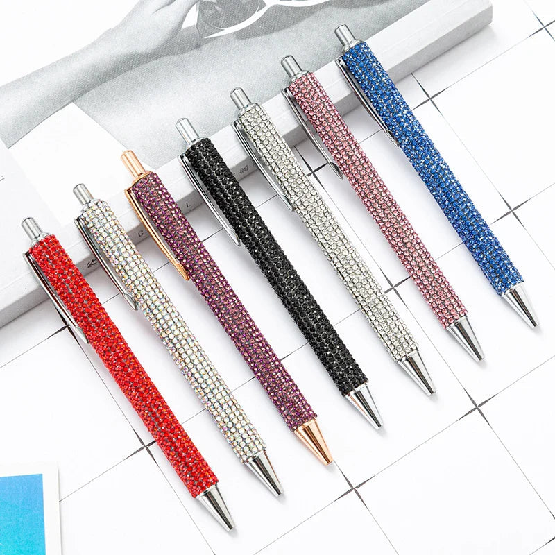 Press Metal Ballpoint Pens Diamond Multi-color Gift Pen Creative Office Supplies Lootquake LLC