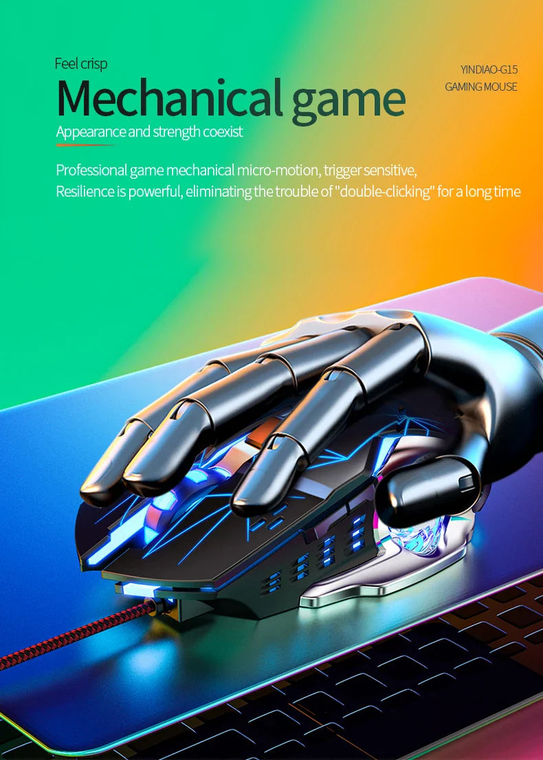 G15 Mechanical Gaming Mouse 7-Color Breathing Light Wired Laptop USB Desktop Office Computer Gaming Mouse Mute Lootquake LLC