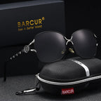 BARCUR Women’s Polarized Sunglasses – Oversized Elliptical Black Frame UV400 Protection Outdoor Fashion Mirror Leg Design High Quality Trendy Style Sunglasses for Travel Driving & Summer Apparel