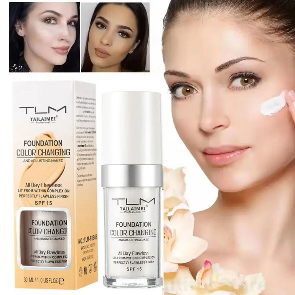 Colour Changing Liquid Foundation Hides Wrinkles & Lines, SPF15 BB Cream Makeup Base Concealer Moisturizing Primer All Skin Tone Lootquake LLC