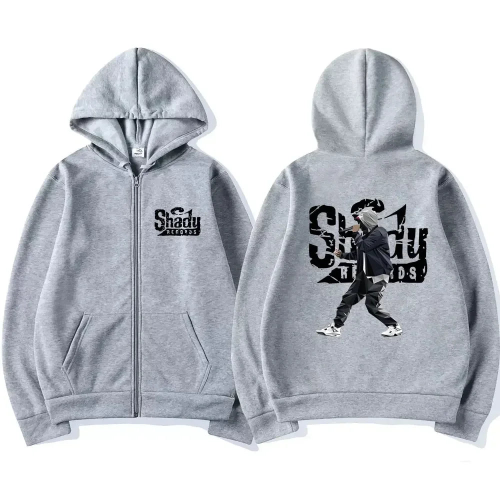 Rapper Eminem Slim Shady Music Rap Fashion Zip Up Hoodie Hip Hop Oversized Hooded Zipper Sweatshirt Casual Streetwear Coats Male Lootquake LLC