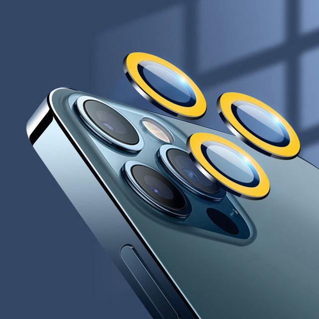 9H Tempered Glass Camera Cover Screen Protector Metal Individual Ring For iPhone Phone Glitter Camera Lens Protector Film For iPhone 14 13 12 11 Pro Max Luminous Lens Metal Glass Protective Cover Stevvex