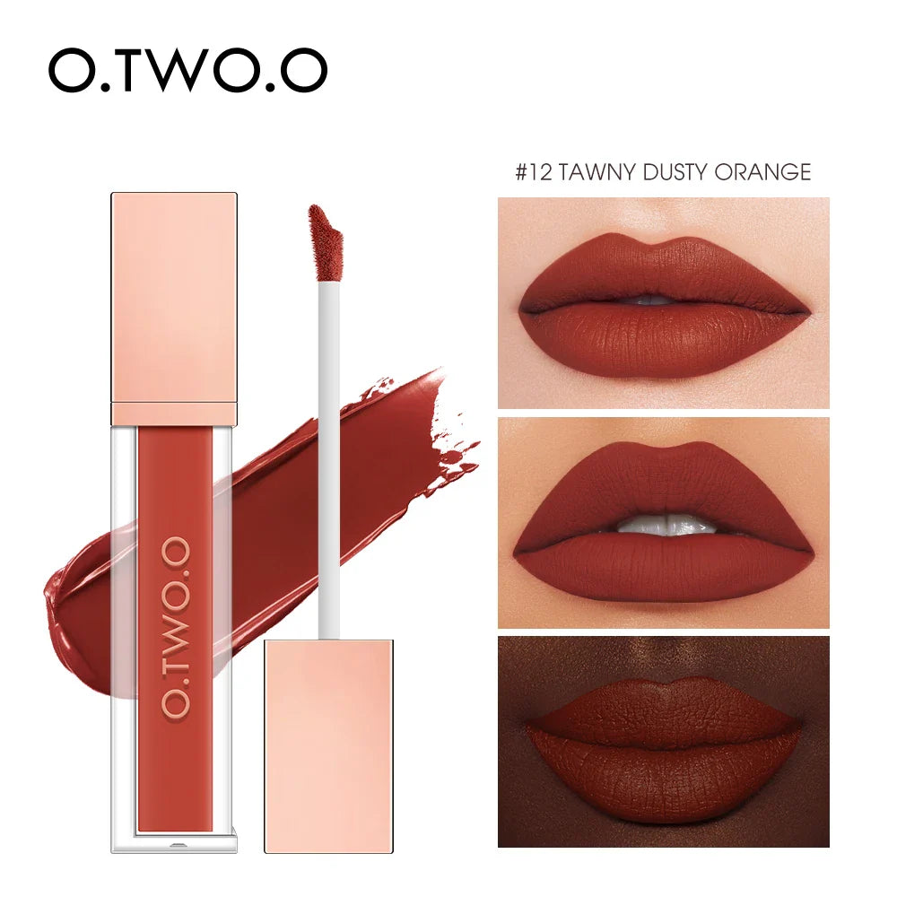 O.TWO.O 12 Color Liquid Lipstick Matte Finish Sexy Silky Lip Gloss Waterproof Kiss-proof Lasting Lip Glaze Lip Tint Cosmetics Lootquake LLC