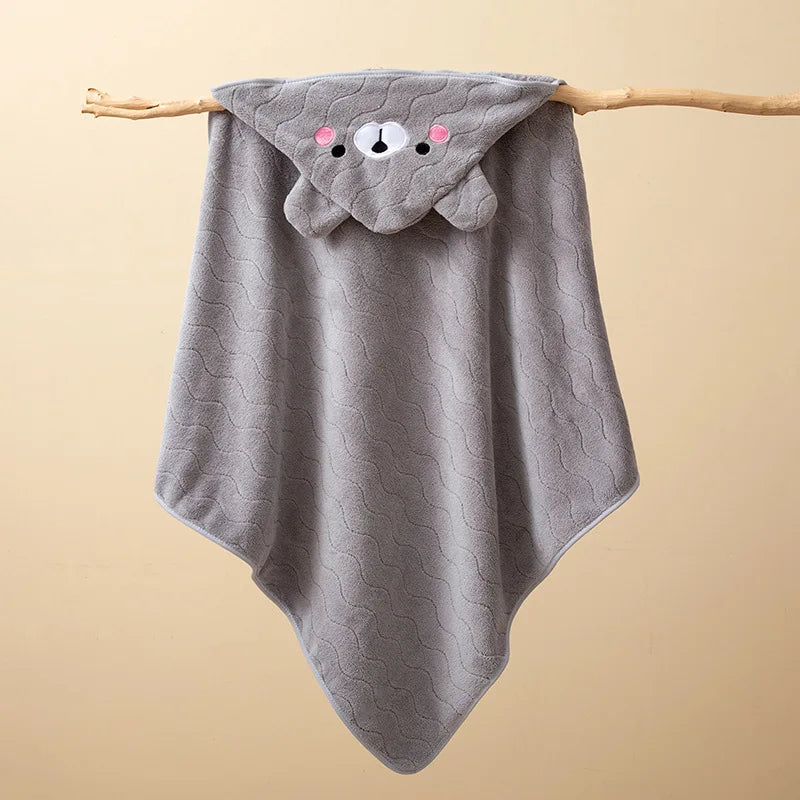 Toddler Bathrobe Infant Bath Towel Boy Girl Blankets Swaddle With Hood Cartoon Coral Fleece Towel Blanket Newborn Kids Bedding Lootquake LLC