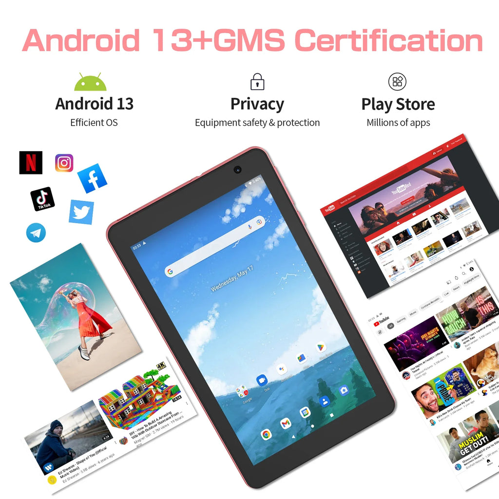 PRITOM 8 Inch Tablet Android 13, 8GB(4+4 Expand) RAM 64GB ROM,1TB Expand,1280x800 IPS Screen 5000MAH Battery,Dual Camera, WiFi Lootquake LLC