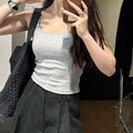 Solid All-Match Invisible Integrated Chest Pad Cami 2024 Spring New Korean Women clothes Short Sleeveless Top