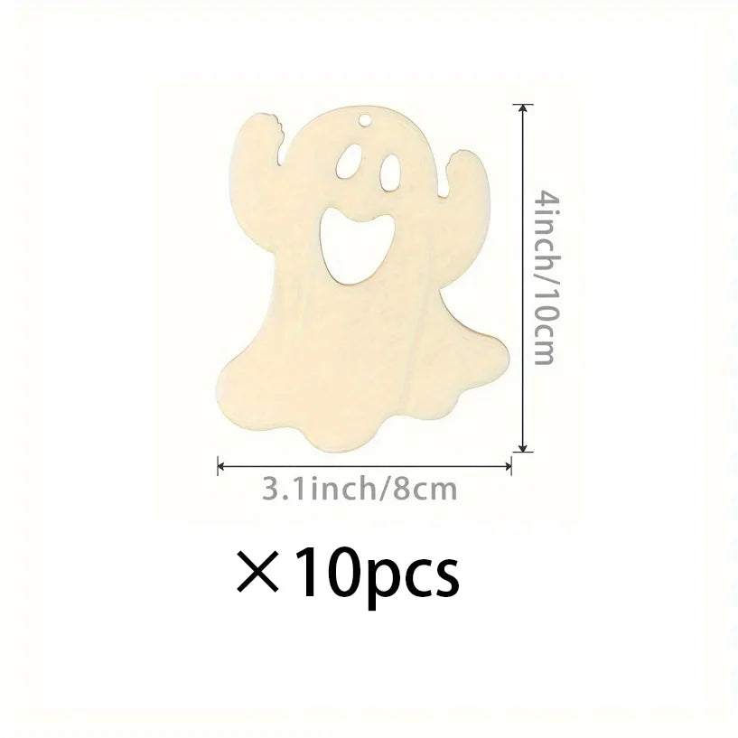 Halloween Wooden Ghost Cutouts Unfinished DIY Craft Hanging Ornaments Gift Tags for Home Party Decoration Ghost Theme Decor Lootquake LLC