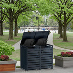 Outdoor Garden 12L Iron Steel Home Garbage Bin Double Door Wheelie Bin Hideaway With Plastic Frame Metal Lid Shelter For Storage