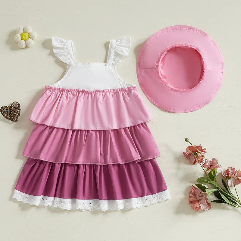 Baby Girl 2-Piece Summer Set Sleeveless Floral Print Dress Matching Sun Hat Toddler Outfit Beach Clothes Lootquake LLC