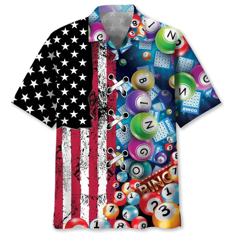 Full Print Mens Retro Bingo Game Hawaiian Shirt New In Summer Short Sleeve Button Up Beach Blouse Casual Men's Aloha Shirt Tops Lootquake LLC