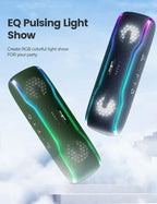 WISETIGER Bluetooth Speaker Outdoor IPX7 Waterproof 25W BT5.3 Loudspeaker Stereo Surround Speaker with Cool Pulsing EQ Lights Lootquake LLC