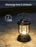 Outdoor Camping Lantern Portable USB Rechargeable Lamp Retro LED Light For Emergency Fishing Hiking Tent Nightlight Waterproof