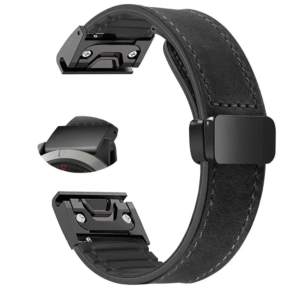 Garmin Soft Leather Band - Magnetic Buckle QuickFit Design - SJB-DIAMOND ELITES