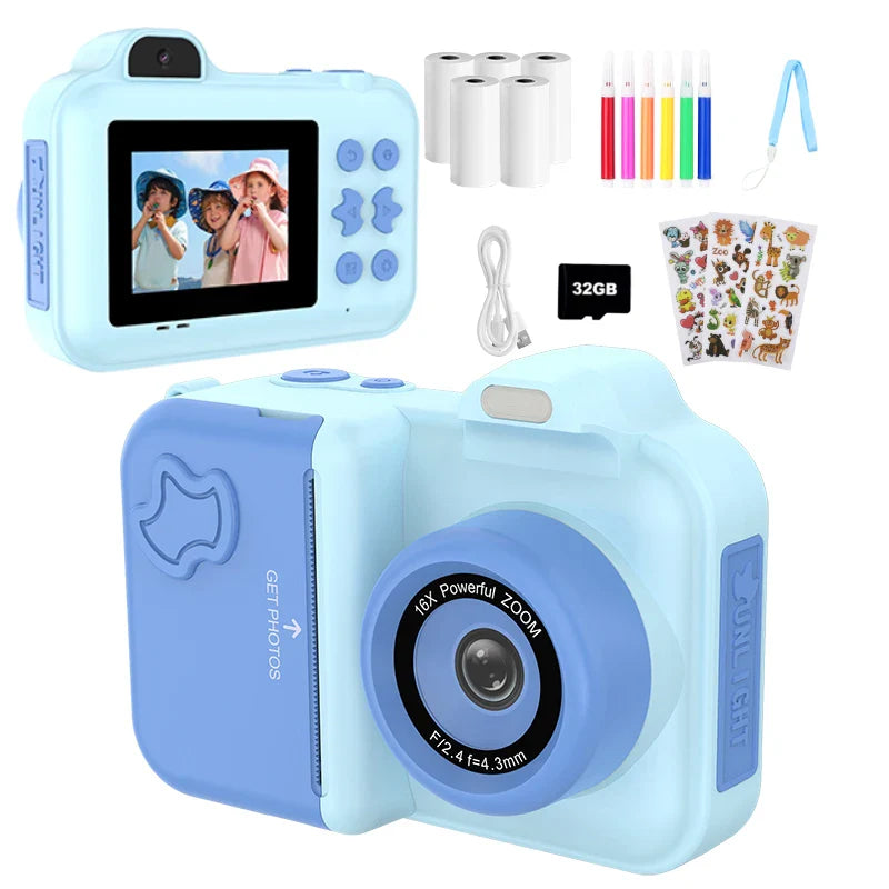 Instant Print Camera For Kids Mini Digital Video Camera Dual Lens Photo Printing Thermal Paper Toys Camera Boys Girls Gifts Lootquake LLC