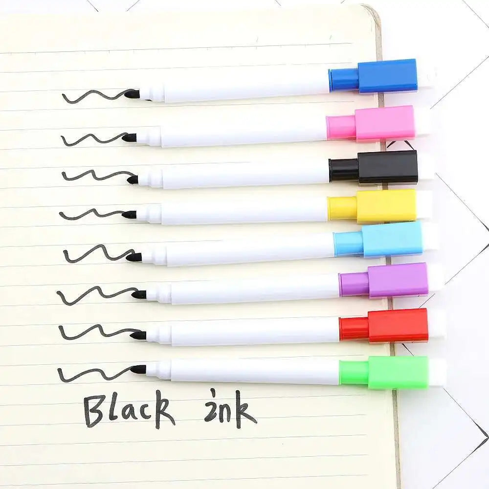 8 Pcs Lytwtw's Whiteboard Pen Creative With Brush Water-based Small Erasable Pen School Office Supplies White Board Marker Lootquake LLC