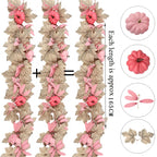 Halloween Thanksgiving Pink Decorations Artificial Fall Maple Leaves Garland Autumn Hanging Pink Pumpkins Flowers Berries Rattan Lootquake LLC