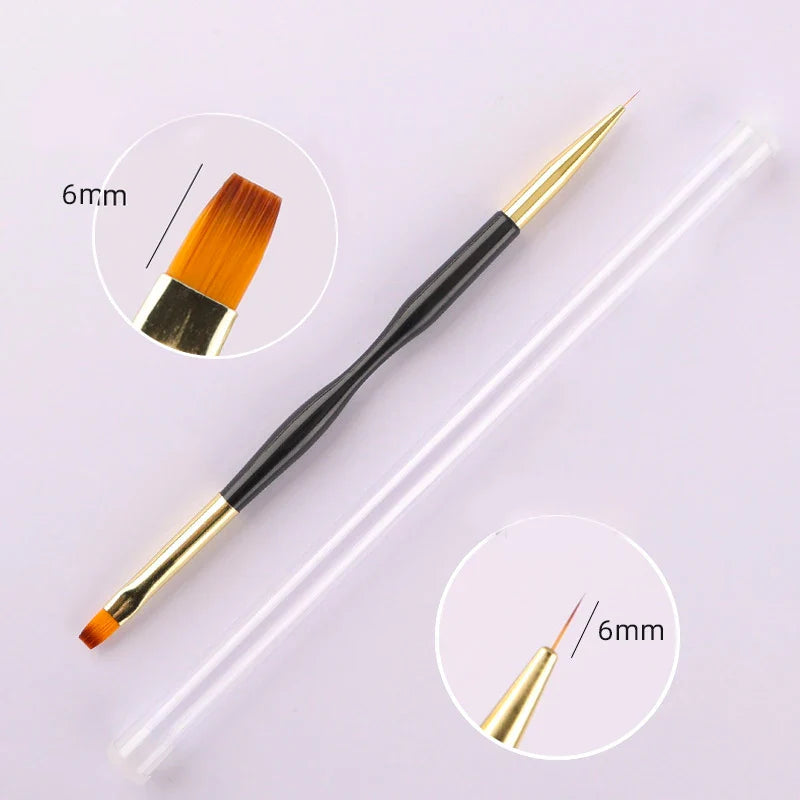 New Dual-ended Nail Brush Acrylic Nail Art Brushes Professional UV Gel Nail Polish Liner Flower Painting Drawing Manicure Tools Lootquake LLC