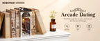 Robotime Arcade Dating Booknook with Dust Cover DIY Miniature Dolls House Kit 3D Wooden Puzzle Bookend Bookshelf Decor Gift
