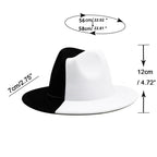 Black White Modern Unisex Fedora Hat Women Unisex Wide Brim Party Cowboy Cap Men Gentleman Wedding Hat Two Colors Fedora Hat Solid Color Wide Brim Winter Autumn Hat Stevvex