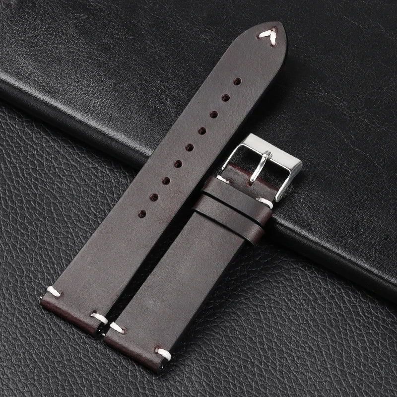 Amazfit Leather Watch Band Retro Oil Wax Calfskin For Smartwatch Replacement