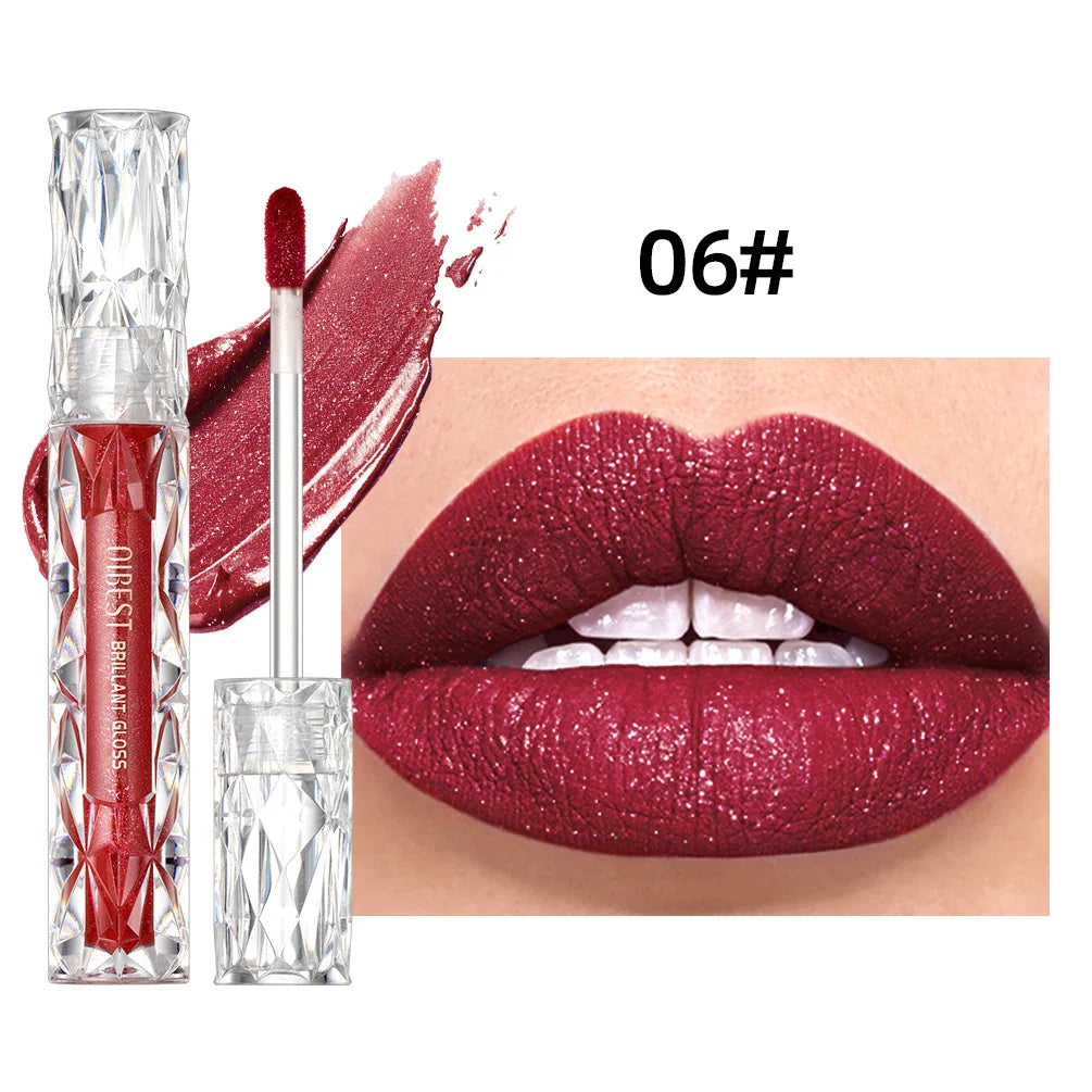 QIBEST Waterproof Diamond Shimmer Glitter Lipgloss Matte Liquid Lipstick Shiny Pearl Lip Glaze Long Lasting LipTint Women Makeup Lootquake LLC