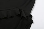 Cryptographic Irregular Ruffle Off Shoulder Sexy Backless Midi Dress for Women Elegant Birthday Vestido Summer Sundresses Ruched