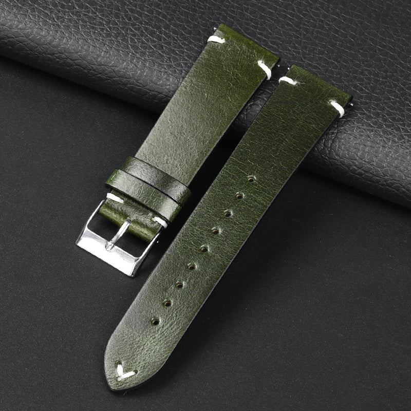 Amazfit Leather Watch Band Retro Oil Wax Calfskin For Smartwatch Replacement