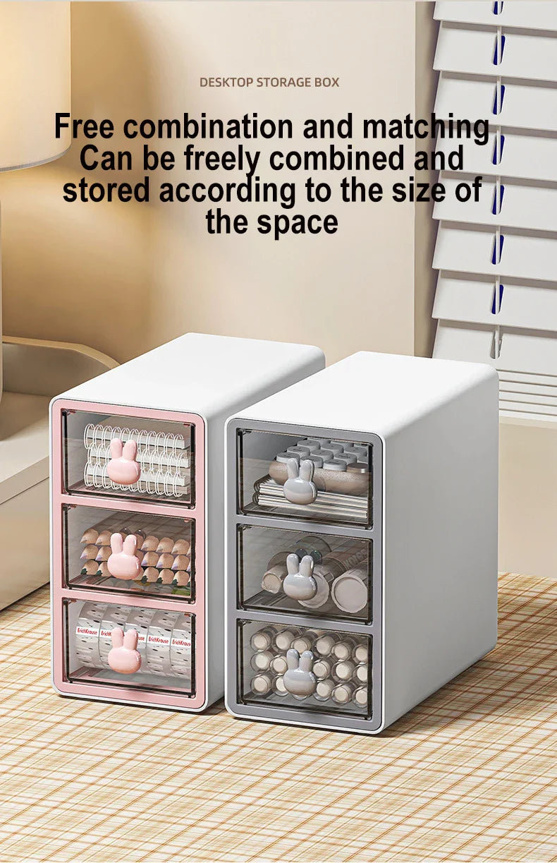 Desktop Storage Box Transparent Drawer Home Storage Box Stationery Box Office Files Stationery Organizer Cosmetics Drawer Box