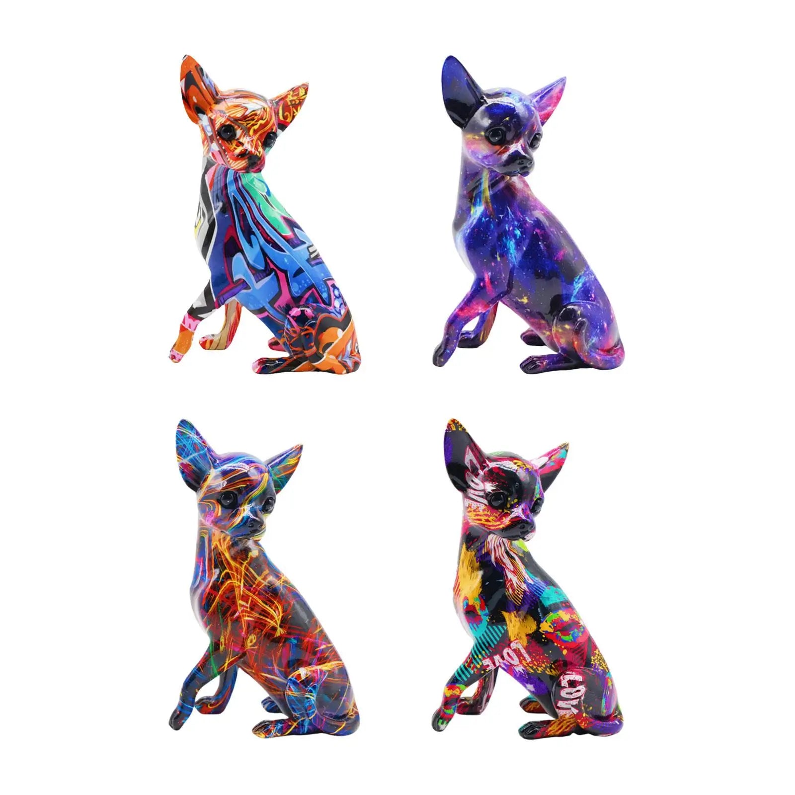 Dog Sculpture Desk Decor Lovely Creative Ornament Splashing Color Art Work Lootquake LLC