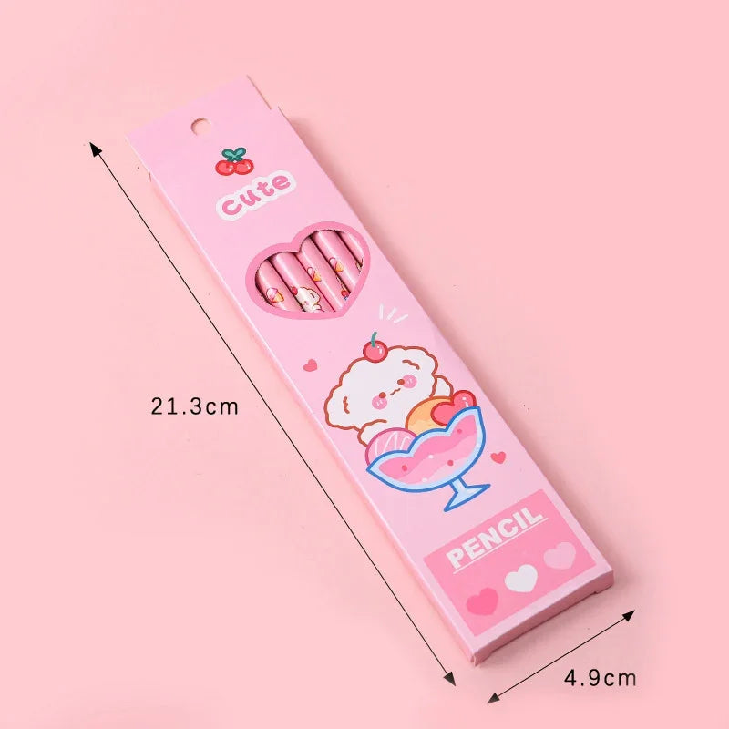6Pcs/box Kawaii HB Pencil with Eraser Wooden Pencil for Children Drawing Writing Student School Office Supplies Stationery Lootquake LLC
