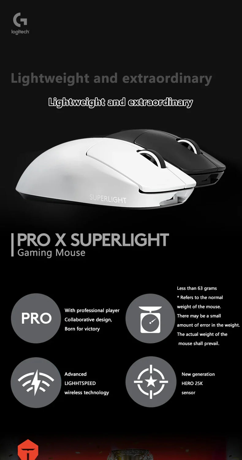 Logitech G PRO X Superlight Wireless Gaming Mouse 16K DPI Sensor Pink Wireless Gaming Mouse 25K HERO Mechanical Gaming Mouse Lootquake LLC