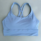Solid Color Women Cross  Fitness sport Bra soft high strength Tight Top Comprehensive Training Gym Yoga Underwear With Chest Pad