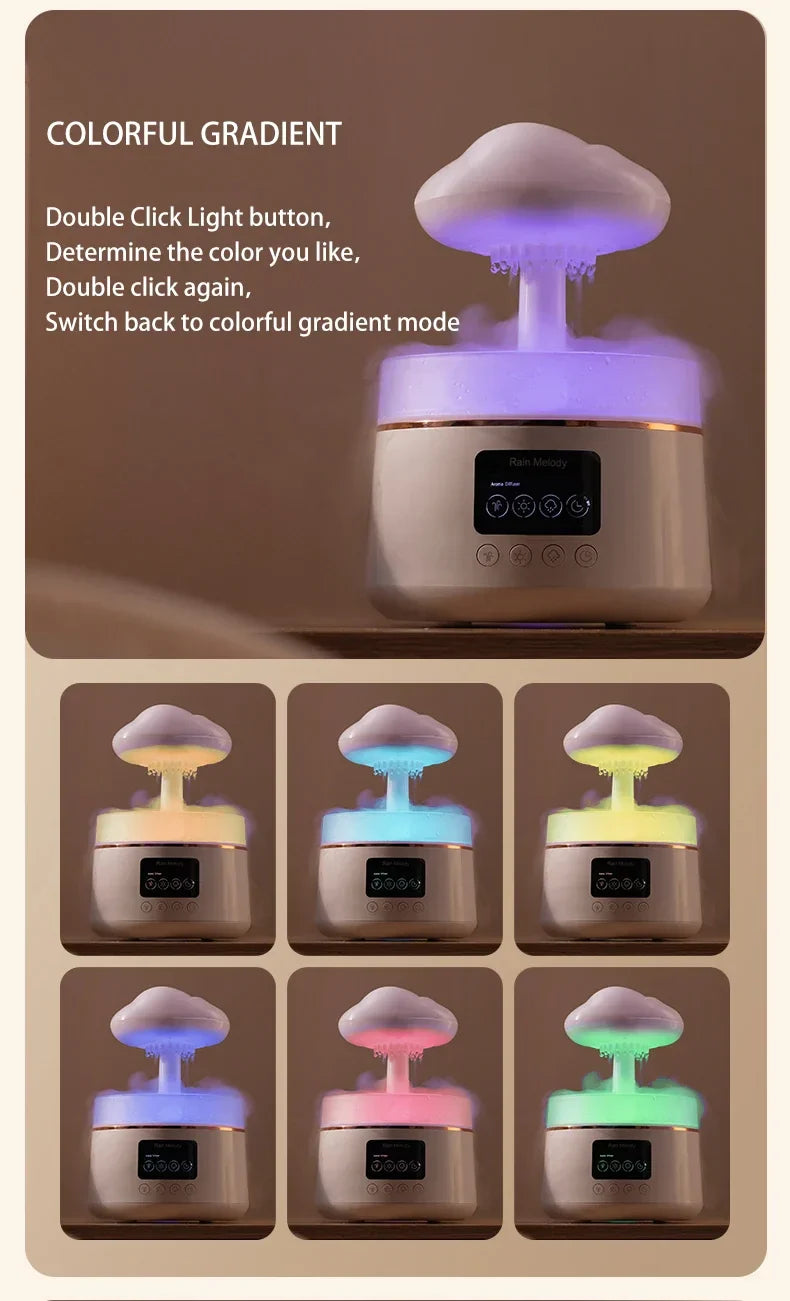 300ml 5W USB Air Diffuser Bluetooth Rain Cloud Humidifier Design Mushroom Lamp Colorful NightLight Ultrasonic Aroma Diffuser