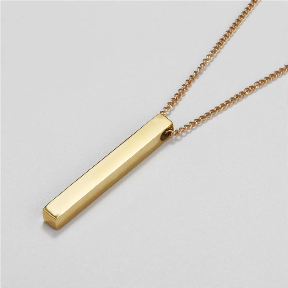 Wu's 2022 New Fashion Rectangle Classic Cuban Men's Jewelry Simple Necklace Hip Hop Geometric Stainless Steel Pendant Necklace Lootquake LLC