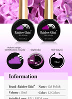 Rainbow Ghini UV LED Glitter Purple Gel Nail Polish 15ml Manicure Art Accessories Nail Glue Supplies for Professionals Varnishes Lootquake LLC