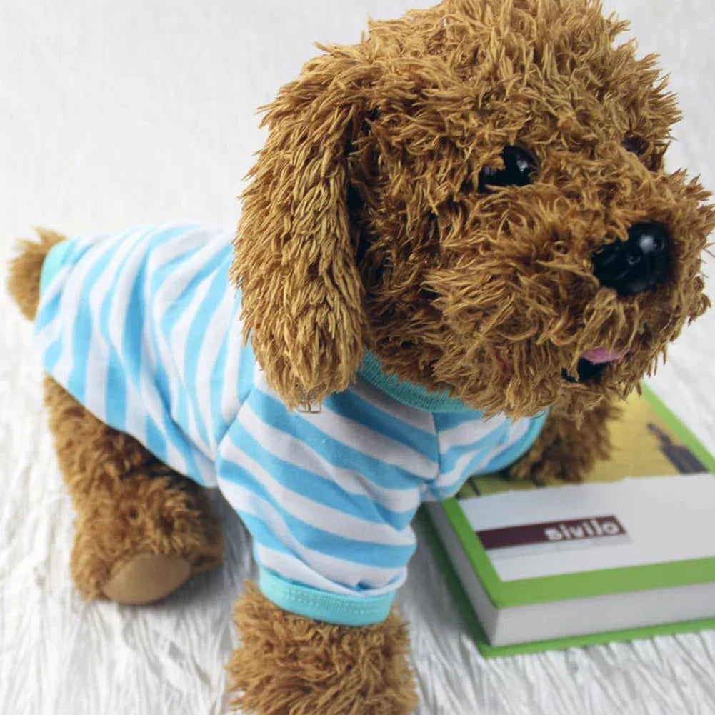 Stripe Spring Dog T-shirt Soft Small Medium Dog Puppy Clothing Shirt Vest Printed Pet Dog Puppy Vest T-shirt Dog Cloth Pi-Mart