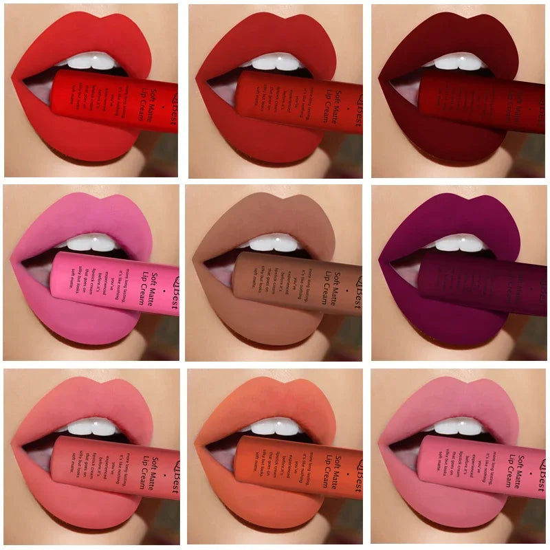 Matte Liquid Lipstick Waterproof Long Lasting Sexy Velvet Lip Gloss Nude Pigment Red Black Women Beauty Makeup Cosmetics