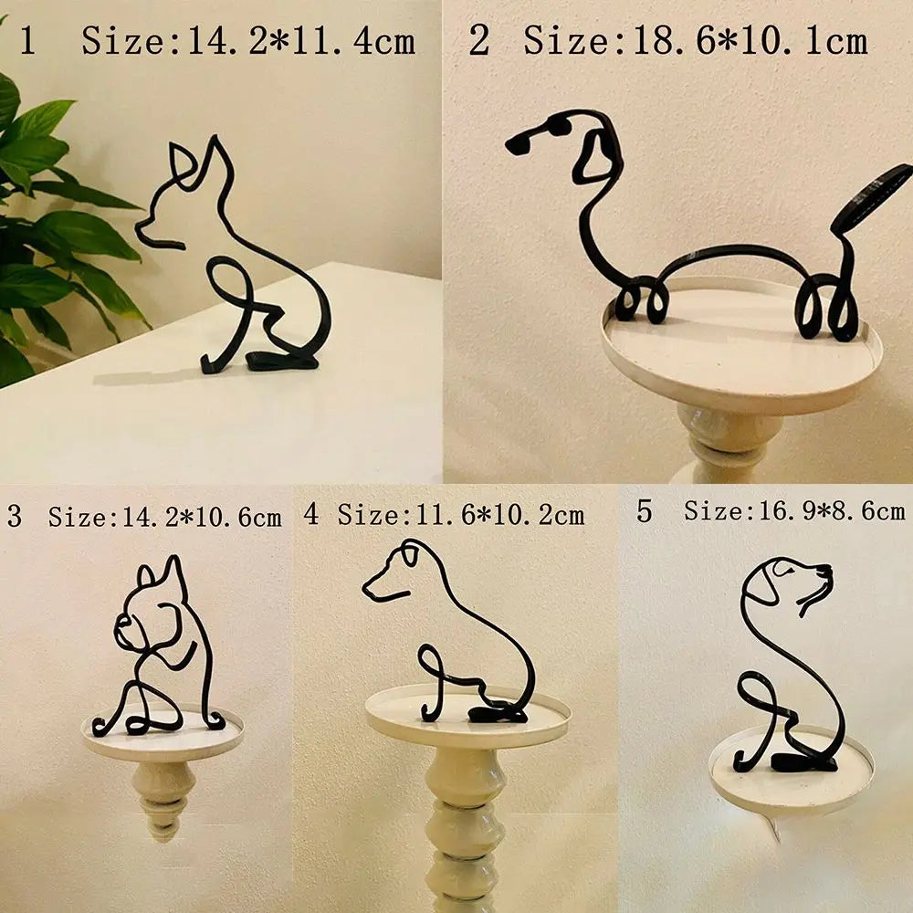 Wrought Iron Handicraft Bulldog Dachshund Labrador Abstract Dog Ornament Modern Animal Sculpture Simple Statue Art Figurine Lootquake LLC