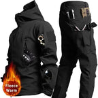 Camo Winter Tactical Sets Men Shark Skin Soft Shell Hooded Jacket+Multi-pocket Straight Cargo Pant 2Pcs Suits Waterproof Set Lootquake LLC